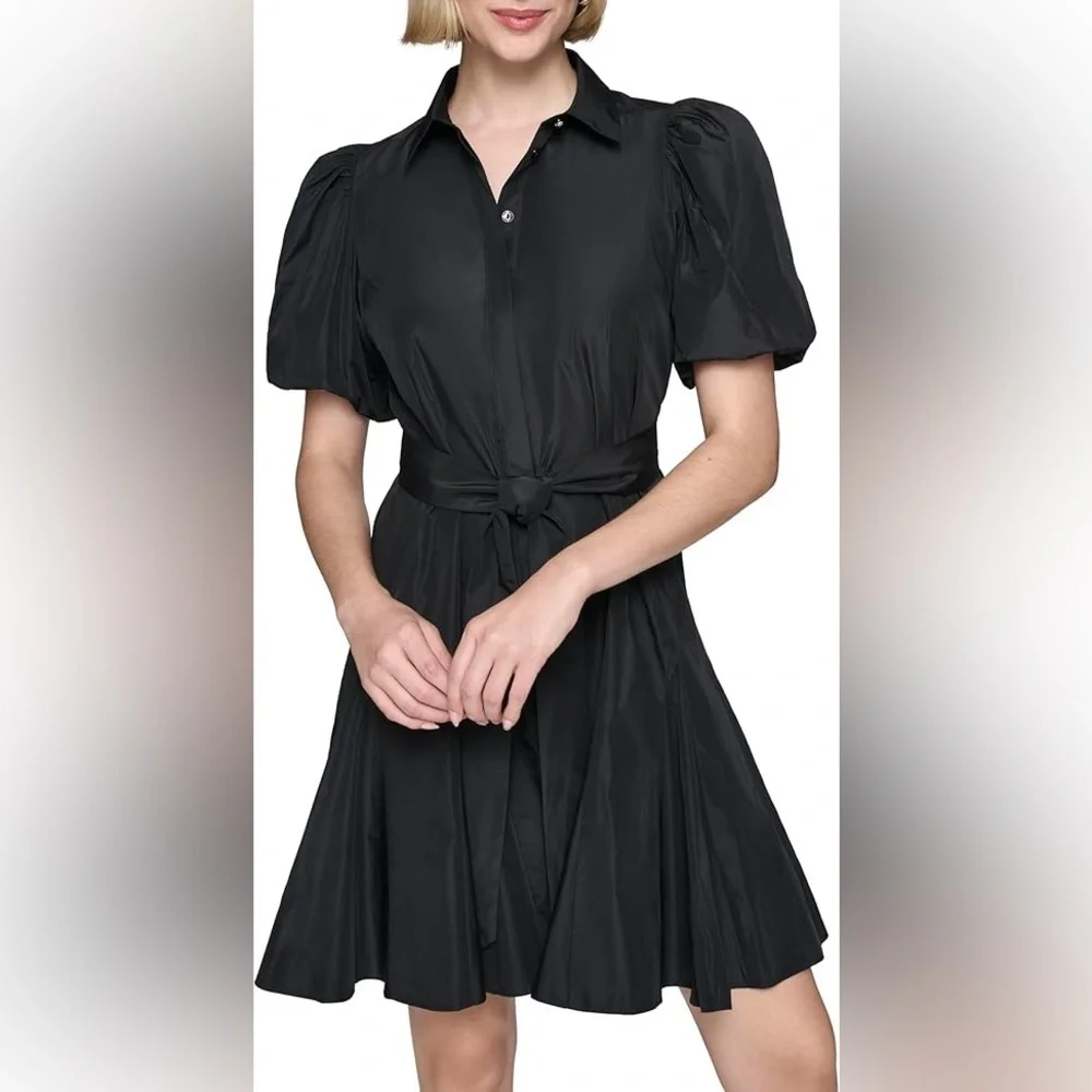 KARL LAGERFELD PARIS Black Shirt Dress Size 8 NWT